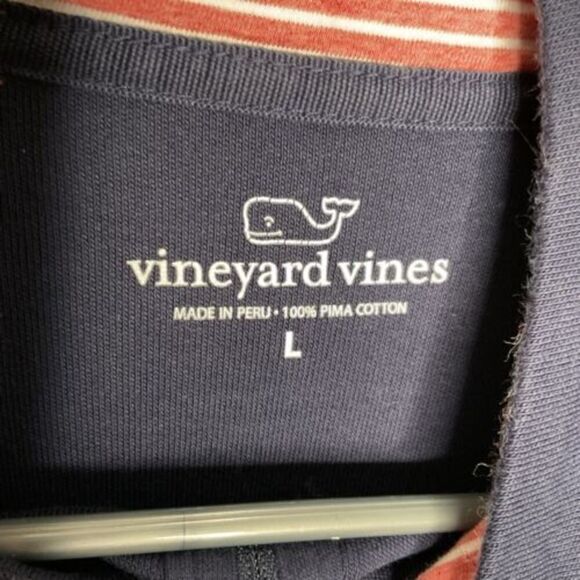 Vineyard Vines‎ Men’s Large Sweatshirt Pima Cotton 1/3 Zip Up Dark Blue MockNeck - Picture 4 of 7